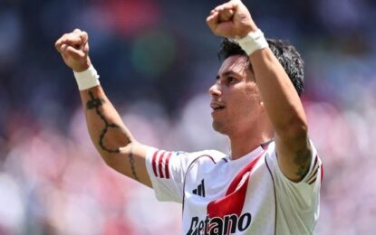 River puso el 3-1 con un gol de Maximiliano Meza tras una gran asistencia del Huevo Acuña