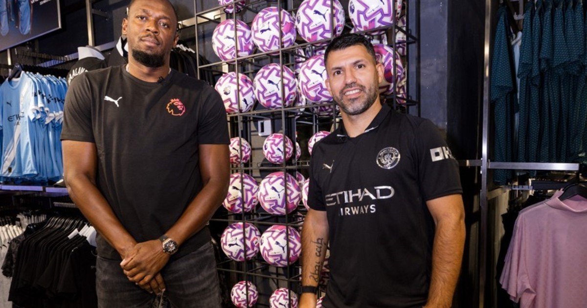 el-kun-aguero-y-usain-bolt,-la-explosiva-dupla-que-arranco-aplausos-y-risas-en-la-presentacion-de-la-nueva-pelota-de-la-premier-league