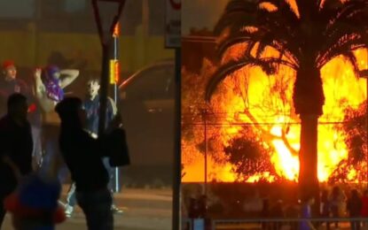 Hinchas de la U de Chile, otra vez: incendio y choques con la policía antes del partido con Alianza Lima