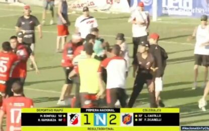 Escándalo en Mendoza: los jugadores de Deportivo Maipú se agarraron a piñas con sus hinchas