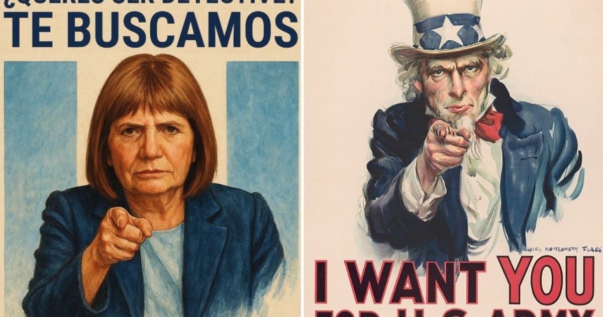 «che,-aspirante-de-sherlock-holmes»:-la-llamativa-campana-de-patricia-bullrich-y-su-afiche-al-estilo-«tio-sam»