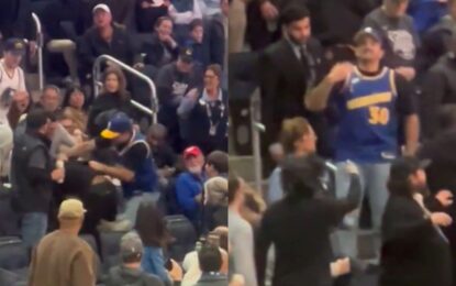 La brutal pelea entre dos fanáticos durante el partido Warriors-Bucks de la NBA que se viralizó en redes