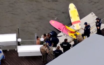 Lo arrestaron, huyó y saltó al río para escapar nadando: el video de la insólita persecución acuática