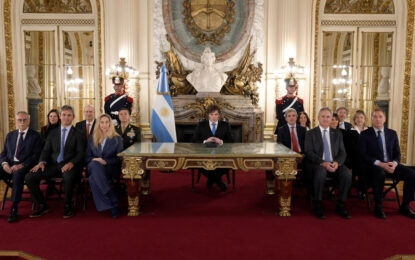 Milei se mostró optimista con Malvinas y les pidió a sus ministros «no dejarse psicopatear» por la economía