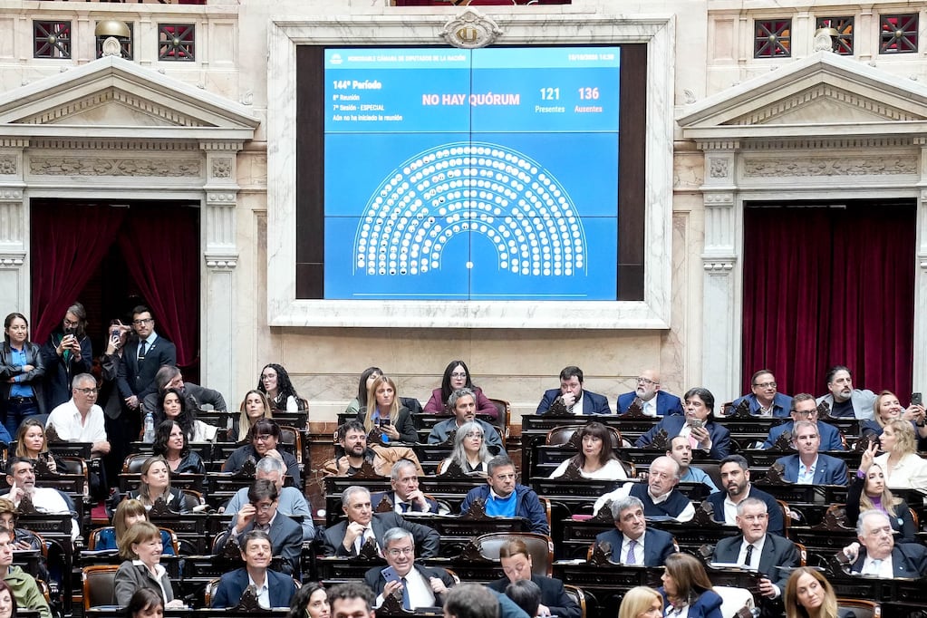 Diputados de Unión por la Patria en la sesión en la que la oposición no alcanzó el quórum, este jueves.