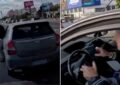 Video: circulaba por la banquina de la Panamericana, lo detuvo un agente de tránsito e intentó sobornarlo