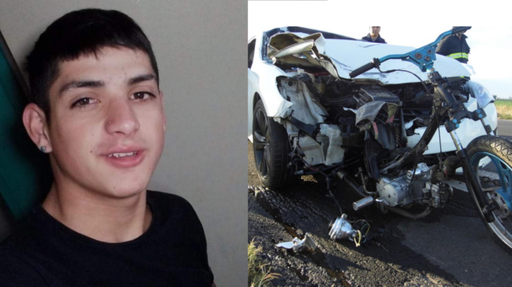 Valentino Pájaro, de 16 años, murió luego de que un auto lo chocara desde atrás en la ruta